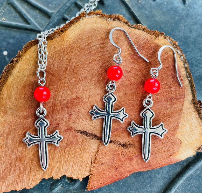 Gothic Cross with Fire Agate