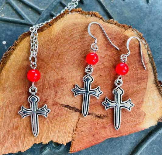 Gothic Cross with Fire Agate