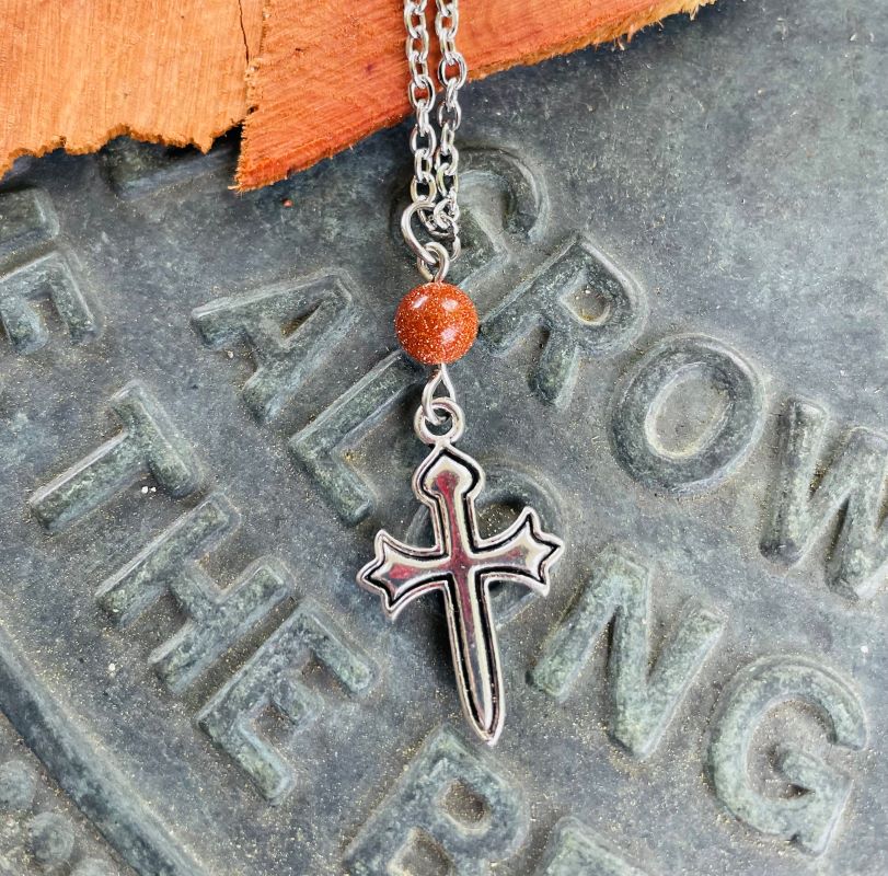 Gothic Cross with Goldstone