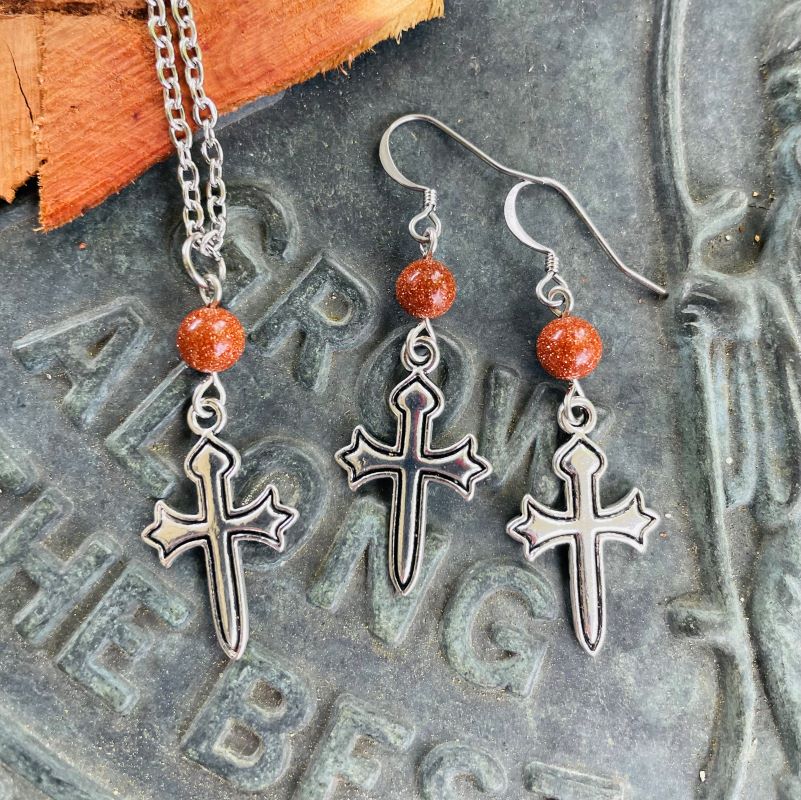 Gothic Cross with Goldstone