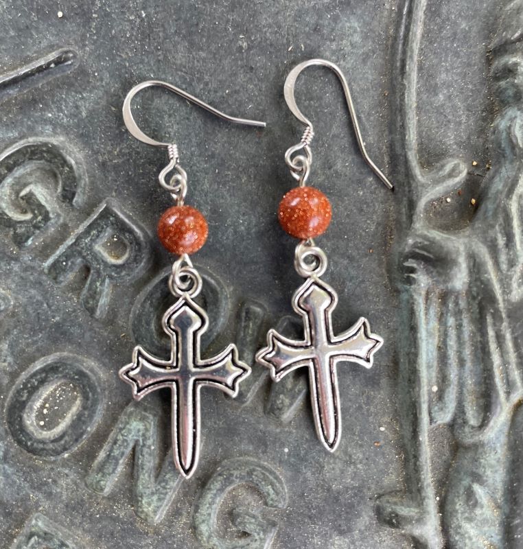 Gothic Cross with Goldstone