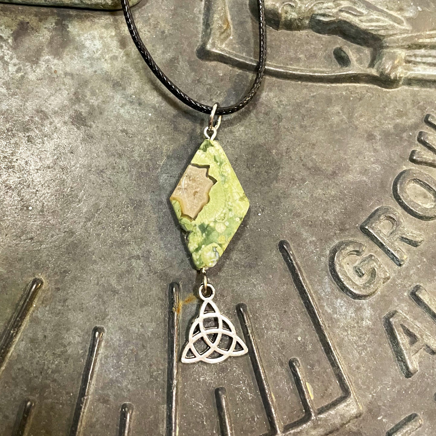 Triquetra with Rainforest Jasper Necklace