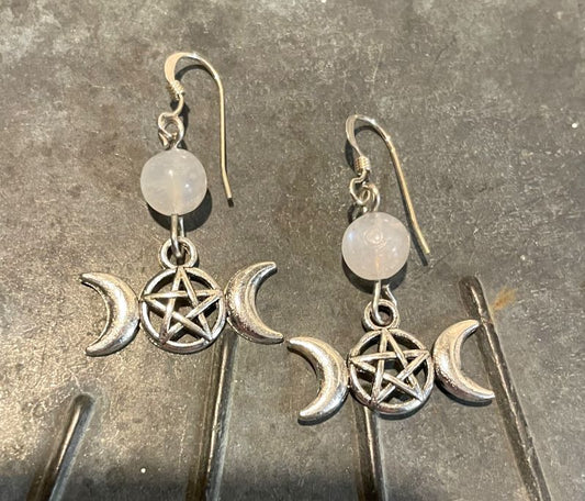 Triple Goddess with Moonstone Earrings