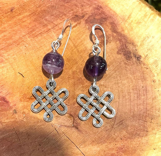 Celtic Knot with Amethyst Earrings