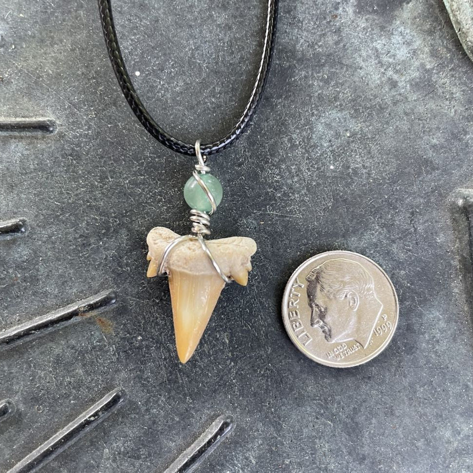 Shark Tooth with Green Aventurine Necklace