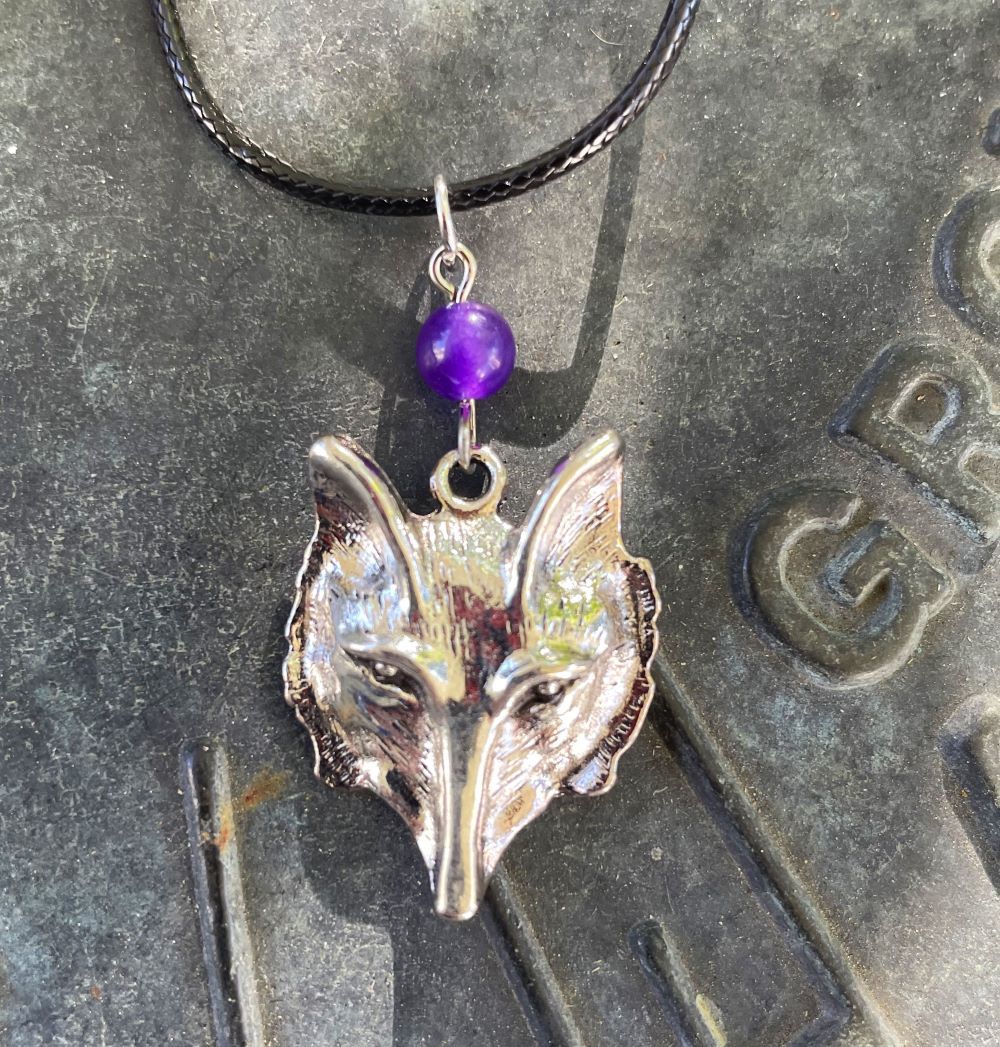 Amethyst with Wolf Necklace