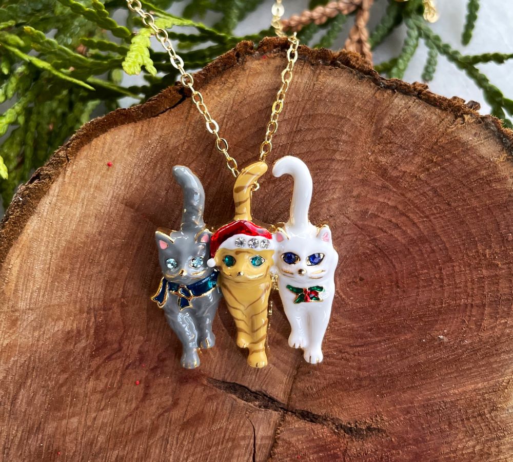 Holiday Meow Trio Necklace - Limited Stock