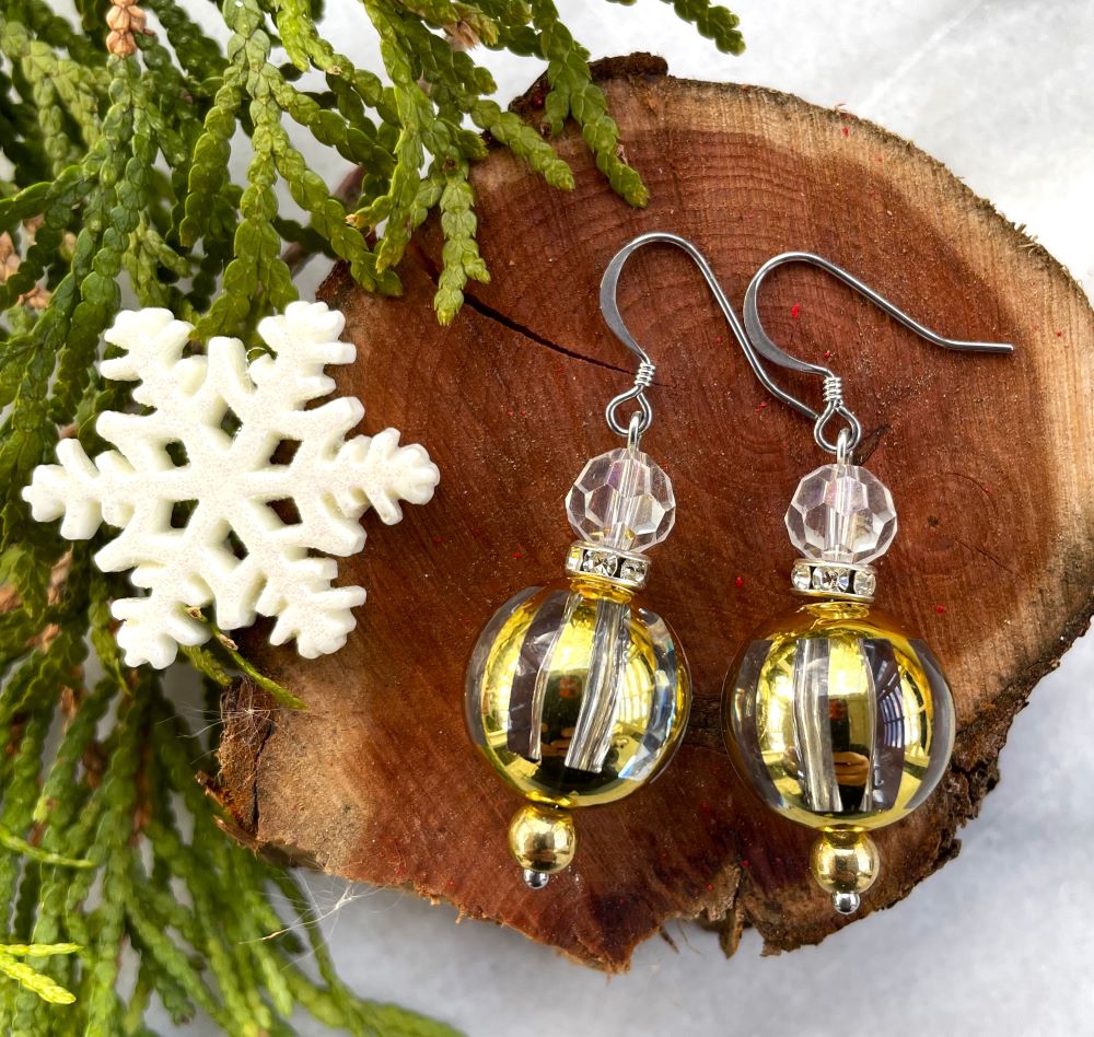 Vintage Reimagined Golden Sparkle Bauble Earrings - Limited Stock