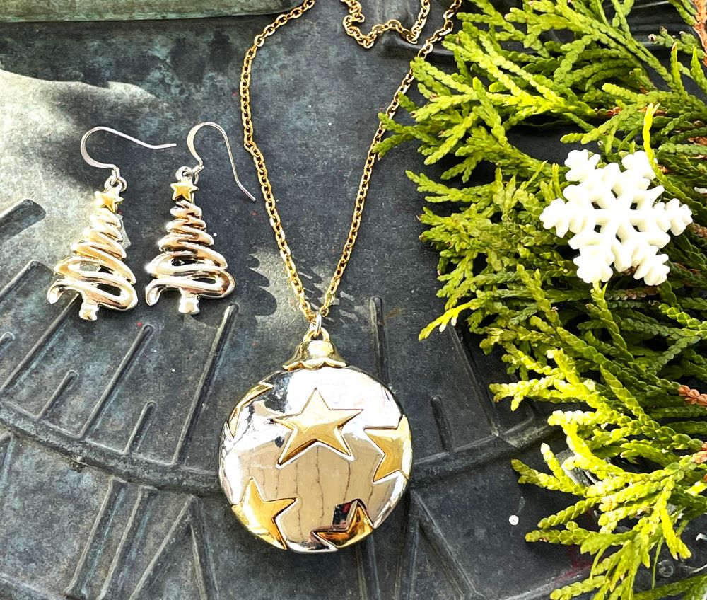 Vintage Reimagined Starry Ornament Necklace & Earrings Set - Limited Stock