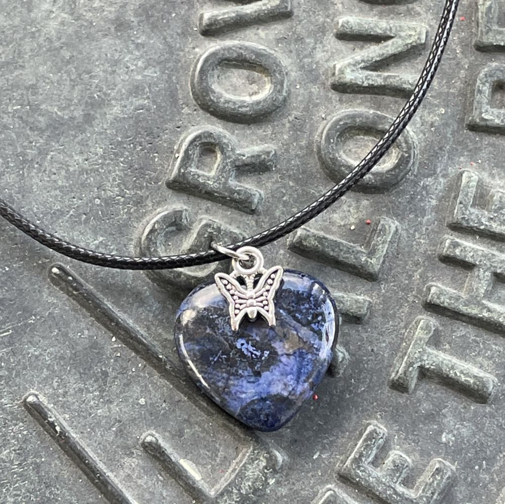 Sodalite Heart with Butterfly