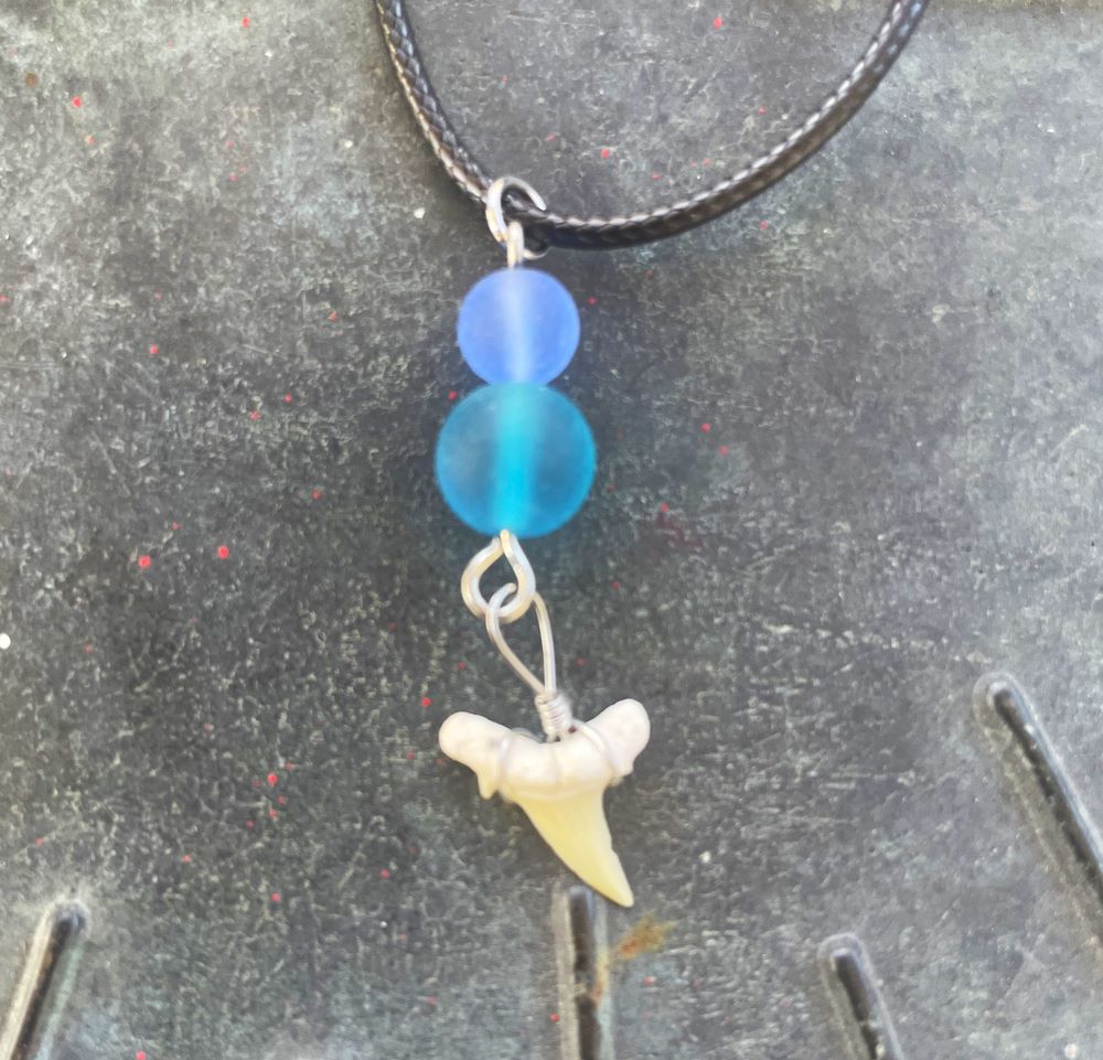 Sea Glass Small Shark Tooth Necklace