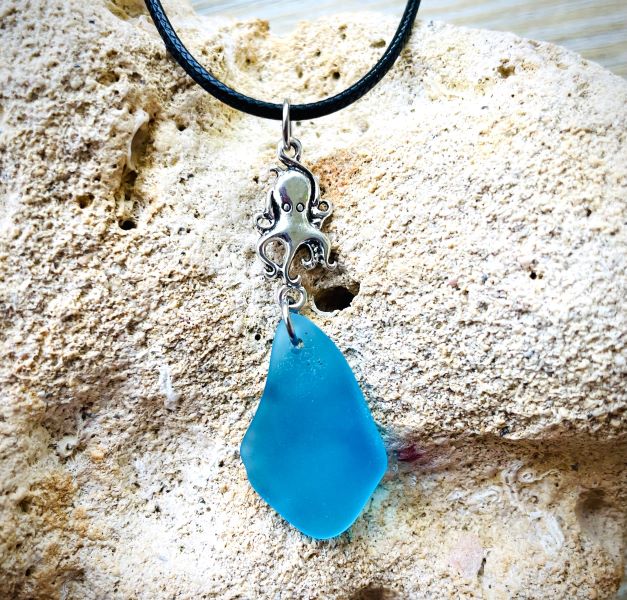 Sea Glass with Octopus Necklace