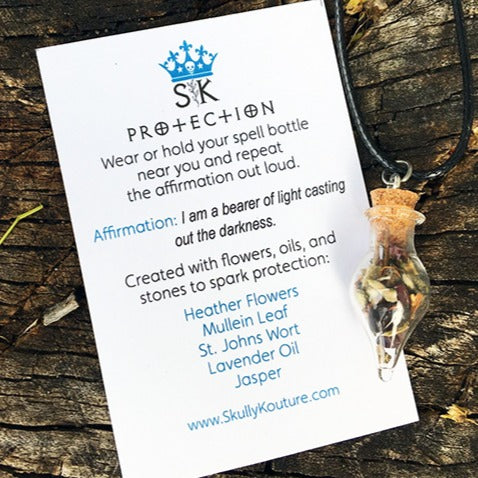 Protection Spell Bottle Necklace – Skully Kouture