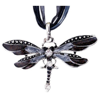 Dragonfly Black Rhinestone Necklace