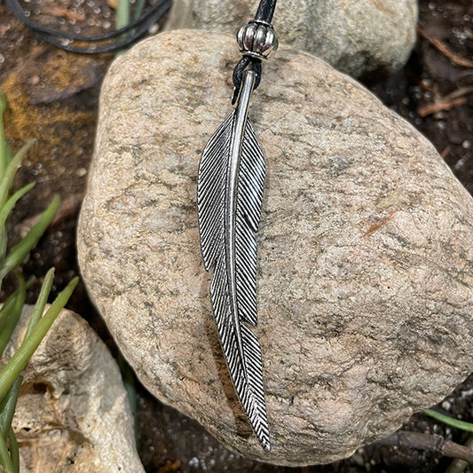Raven Feather Large Necklace