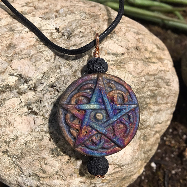 Pentacle Raku Pendant