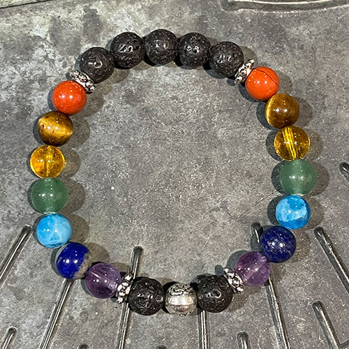 Chakra Bead Bracelet with Lava