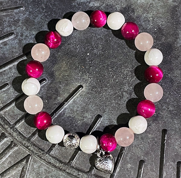 Howlite, Tiger's Eye and Rose Quartz Bracelet