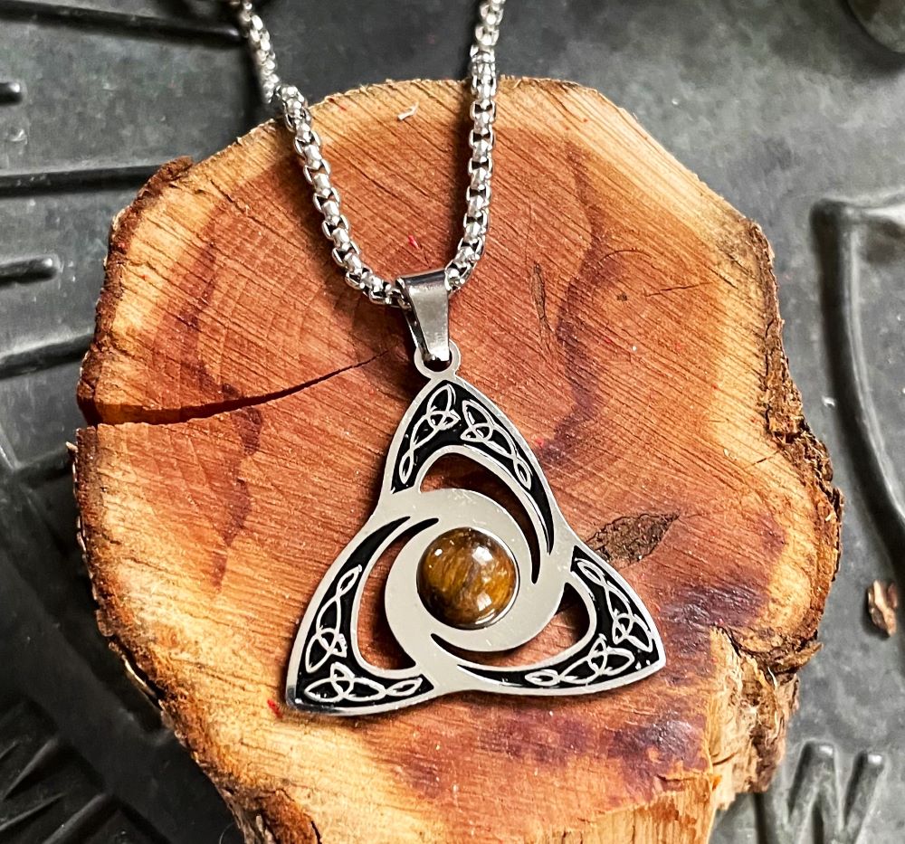 Triquetra with Tiger's Eye Necklace