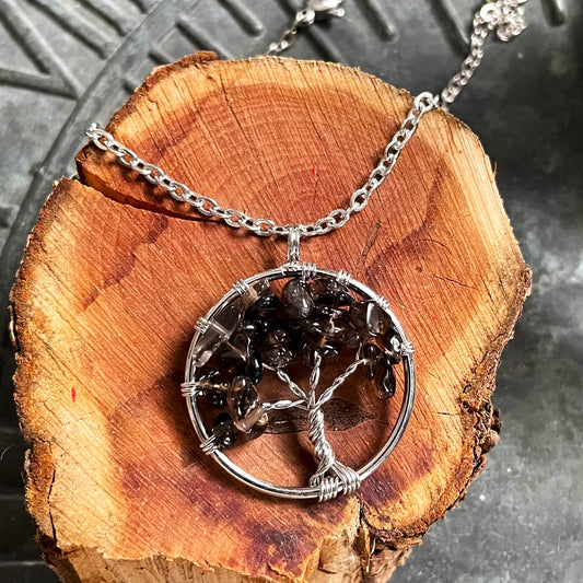 Tree of Life Smoky Quartz Necklace