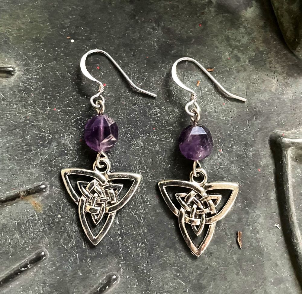 Amethyst Triquetra Earrings