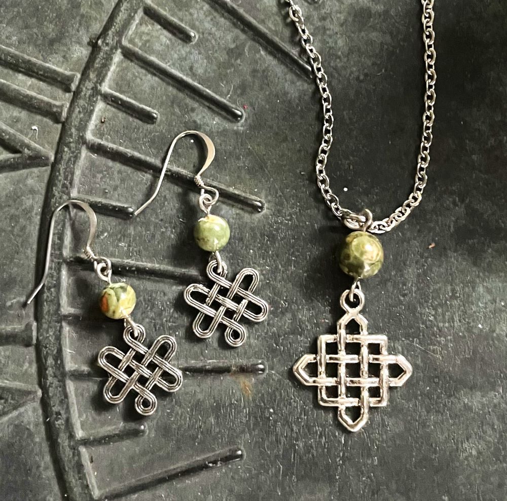 Celtic Knot Rain Forest Jasper Set