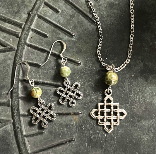 Celtic Knot Rain Forest Jasper Set