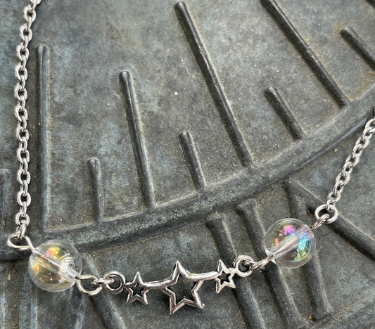 Aura Quartz with Stars Necklace