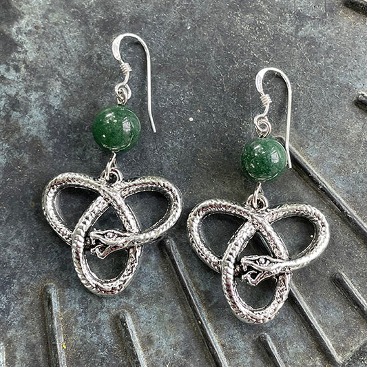 Green Jade with Snake Earrings