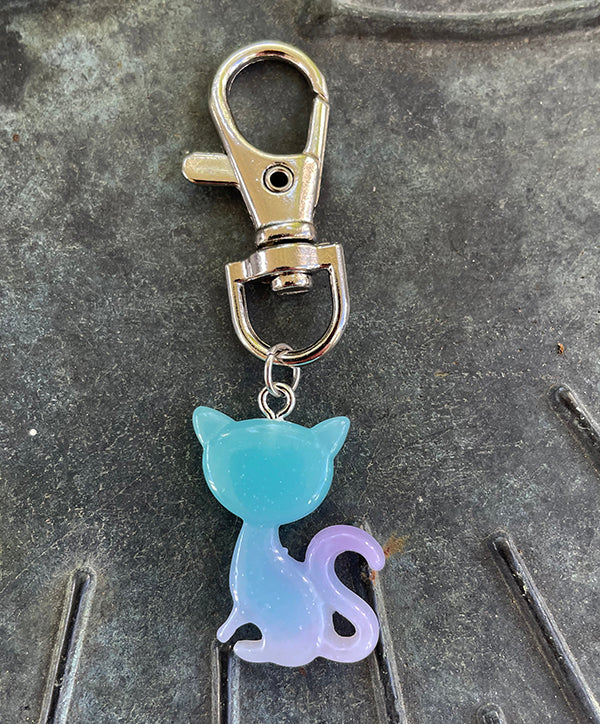 Blue Purple Cat Bag Clip