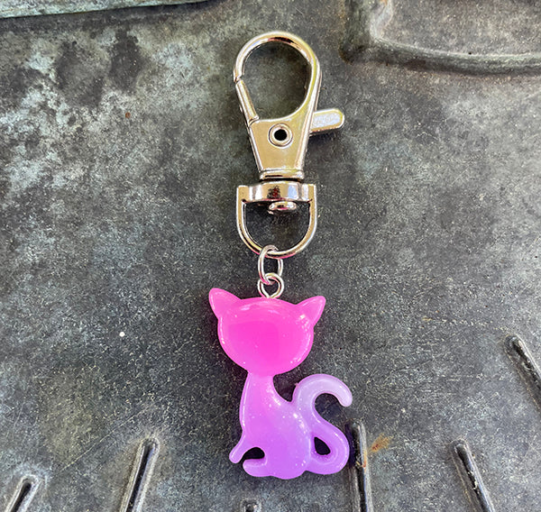 Pink Purple Cat Bag Clip