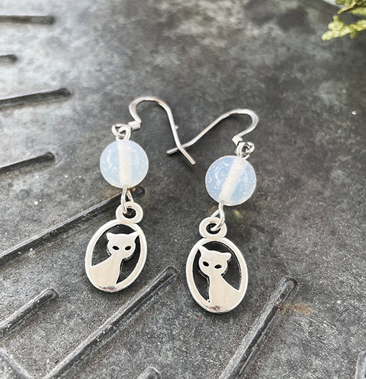 Opalite with Cat Earrings