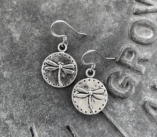 Dragonfly Circle Earrings