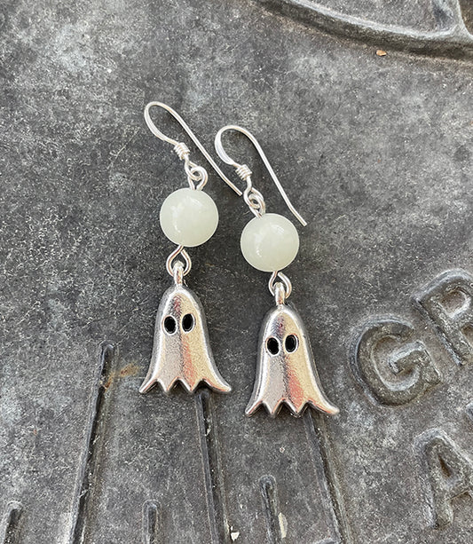 Ghost with Glow Bead Earrings