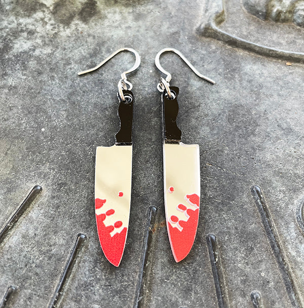 Classic Slasher Bloody Knife Earrings