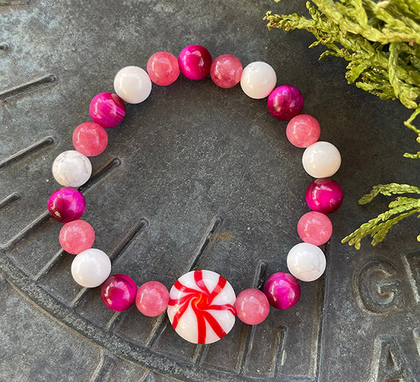 Peppermint Bracelet - Pink Jade, Tiger's Eye and Howlite