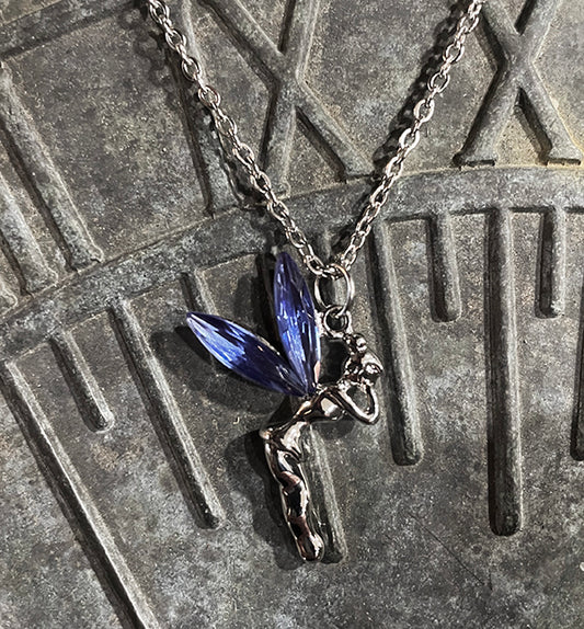 Rhinestone Blue Fairy Necklace