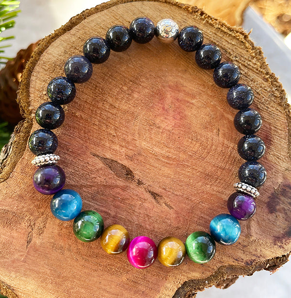 Multi Color Tiger's Eye and Blue Goldstone