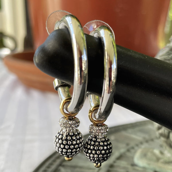 Stainless Steel Pave Dangle Earrings