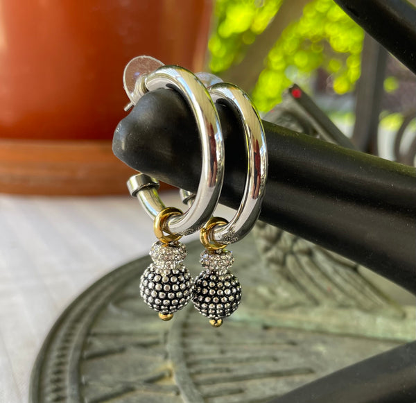 Stainless Steel Pave Dangle Earrings