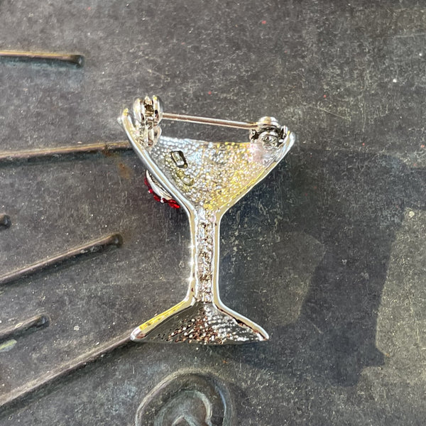 Vintage Cherry Martini Glass Brooch/Pin
