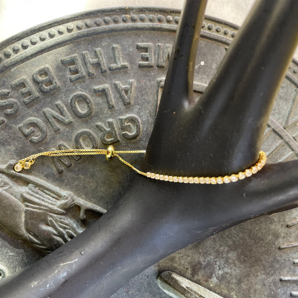 Gold Plated Cubic Zirconia Adjustable Bracelet