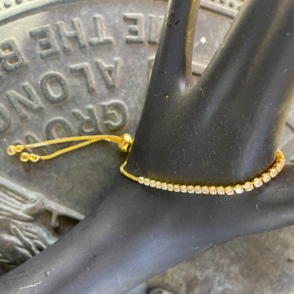 Gold Plated Cubic Zirconia Adjustable Bracelet