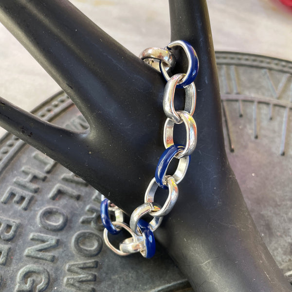 Icing Silver-Link Blue Enamel Bracelet