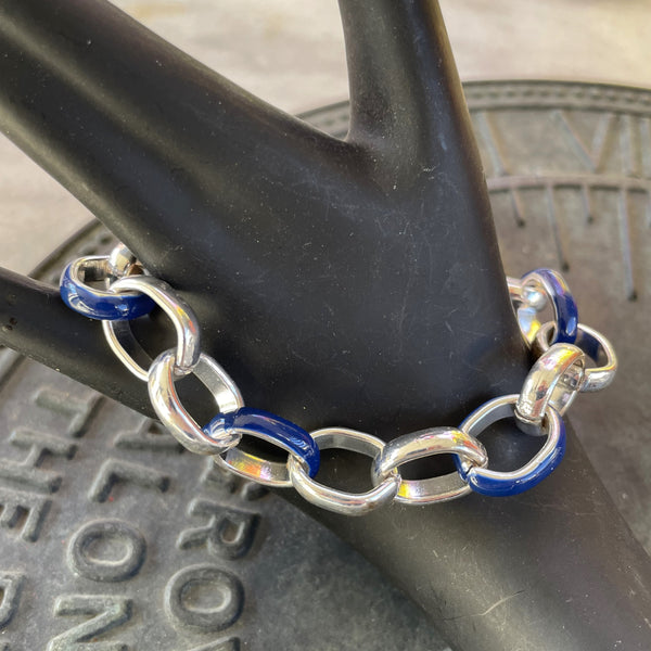 Icing Silver-Link Blue Enamel Bracelet