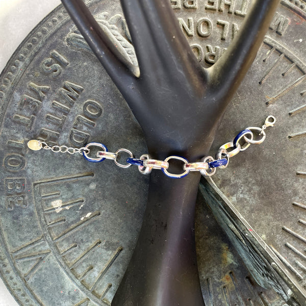 Icing Silver-Link Blue Enamel Bracelet