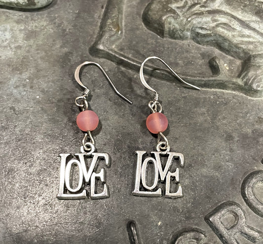 Love Earrings with Vintage Bead