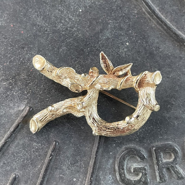 Vintage Sarah Coventry Gold-Tone bamboo Branch Brooch