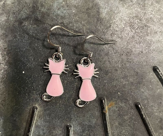 Pink Cat Earrings