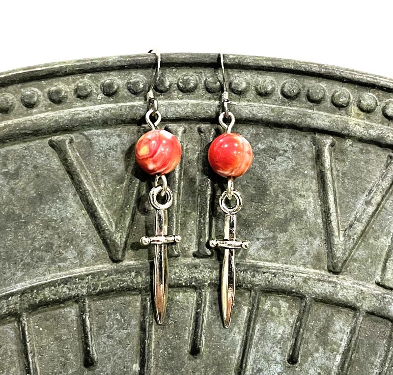 Daggers with Fire Agate Earrings